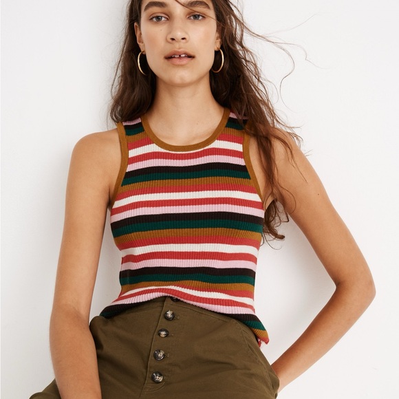 Madewell Tops - Madewell Multicolor Rainbow Striped Bayford Sweater Tank